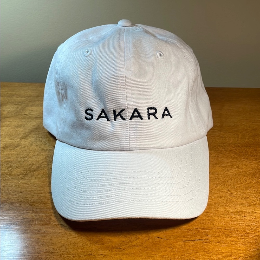 Sakara White Cotton Hat Curved Brim, New!